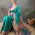 Rama green color silk blend saree with rich contrast weaving pallu & border and beautiful buttis