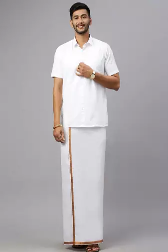 White plain cotton dhoti