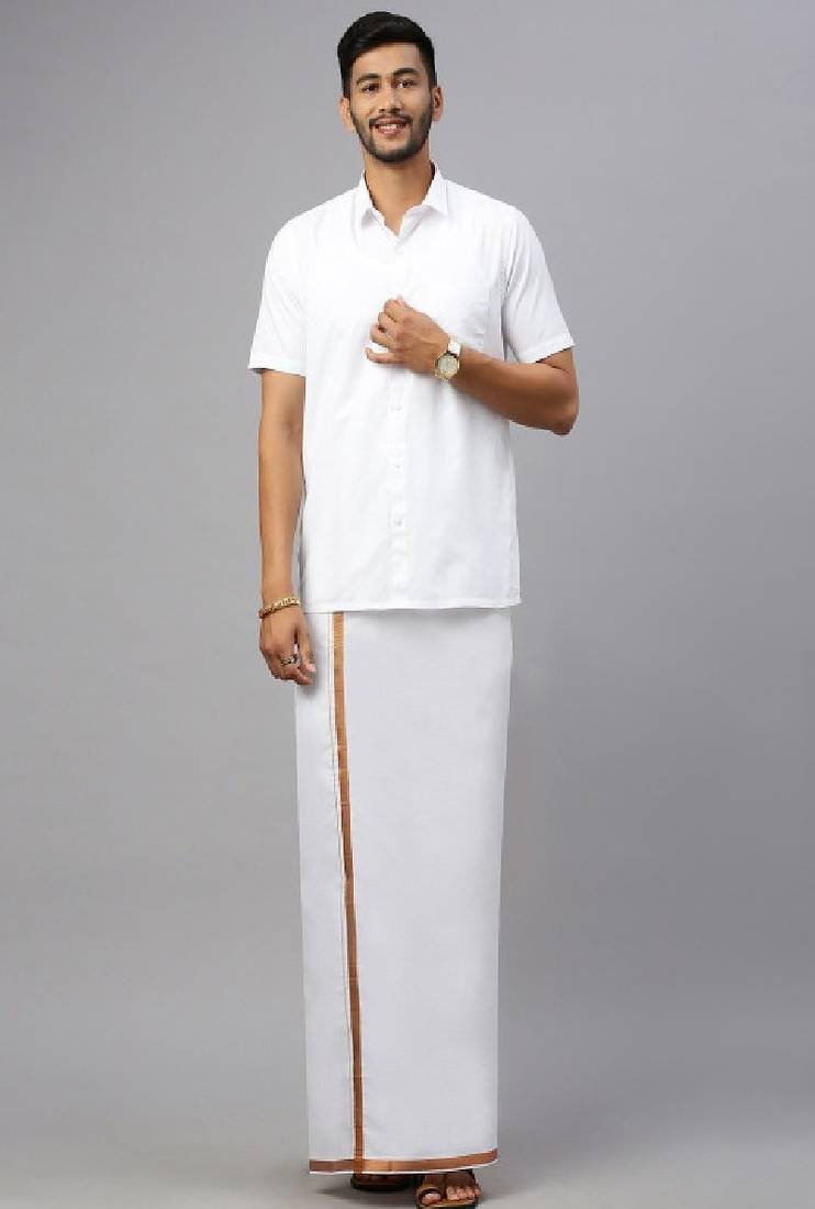 White plain cotton dhoti