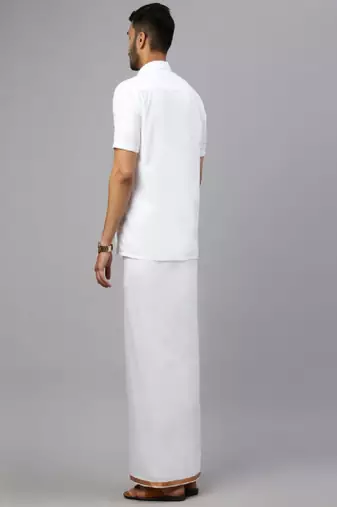White plain cotton dhoti