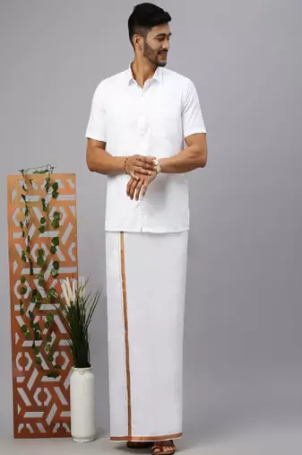 White plain cotton dhoti