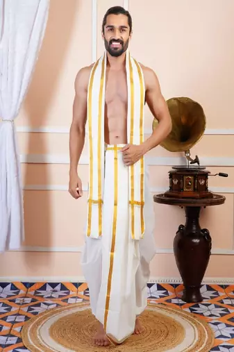 White plain cotton dhoti