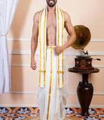 White plain cotton dhoti