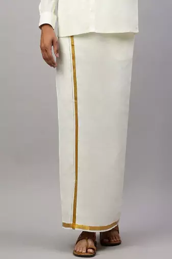 Cream dhoti plain cotton basic