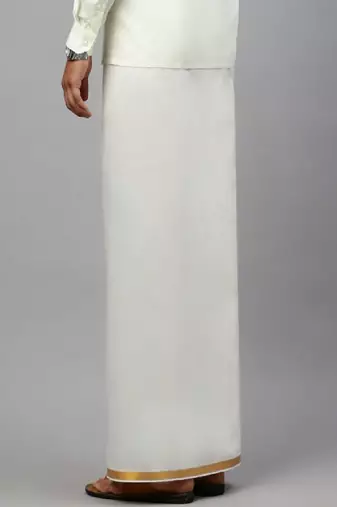 Cream dhoti plain cotton basic