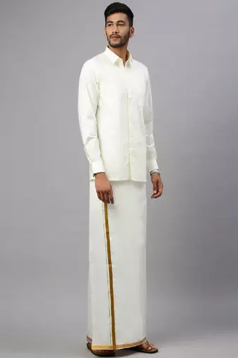 Cream dhoti plain cotton basic