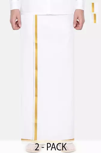 White dhoti cotton solid