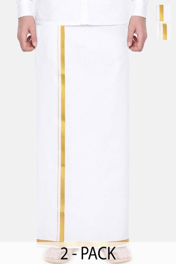 White dhoti cotton solid