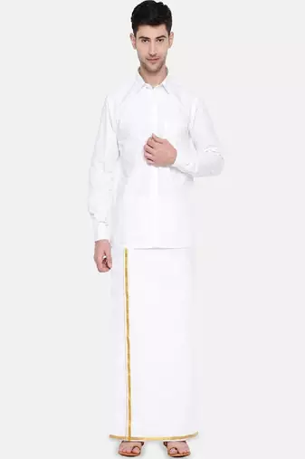White dhoti cotton solid