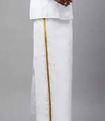White dhoti cotton plain zardosi border - not specified