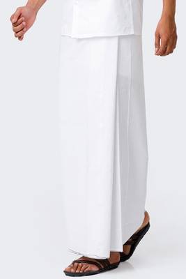 white color pure cotton dhoti for men 2