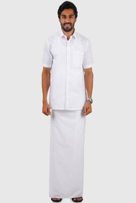 white plain design pure cotton mens dhoti 1