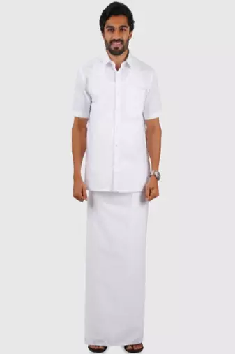 White plain cotton dhoti