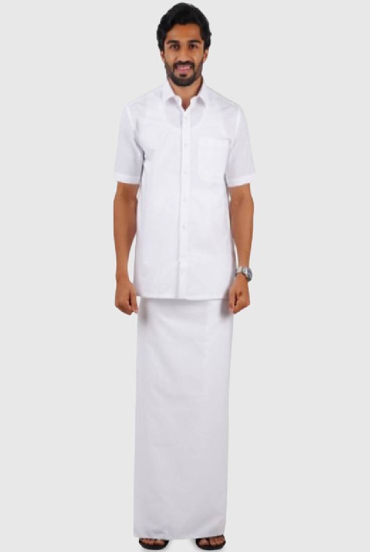 White plain cotton dhoti