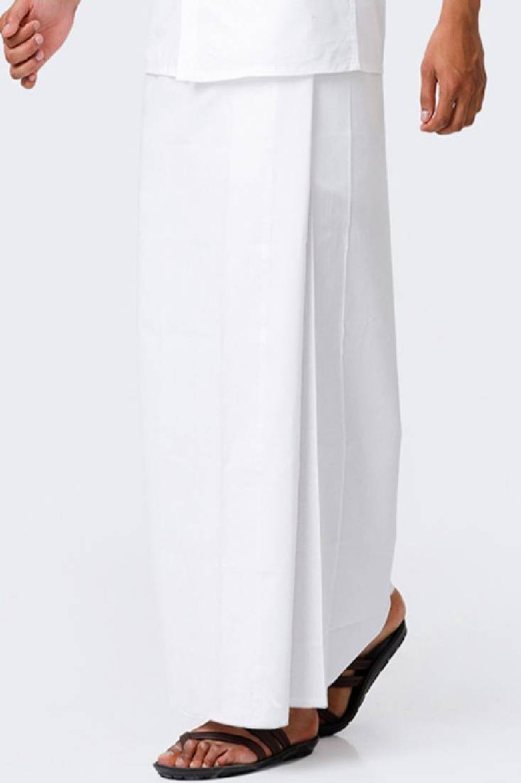 White plain cotton dhoti