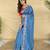 Blue color embroidery and floral,bird parttern work art silk saree