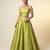 Lime Green Woven Brocade Lehenga Set