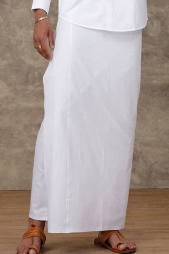 white color traditional style cotton dhoti for men