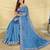 Blue color embroidery and floral,bird parttern work art silk saree