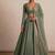 Sage Green Embroidered Satin Linen Lehenga Set