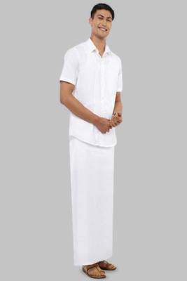 white cotton mens dhoti with plain style 1
