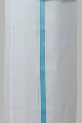 cyan cotton tissue dhoti for men 3