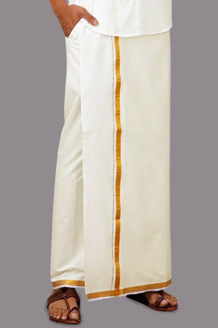 White plain cotton dhoti