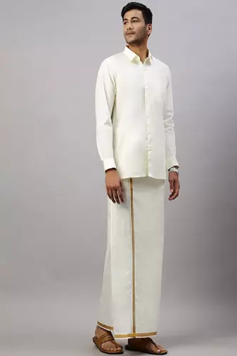 White plain cotton dhoti
