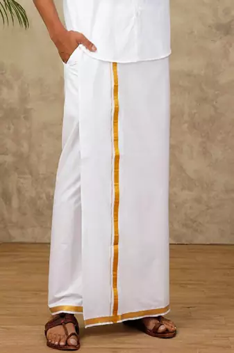 White plain cotton basic dhoti