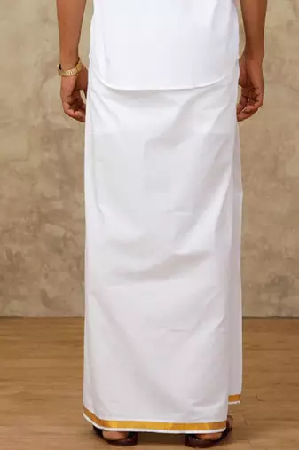 White plain cotton basic dhoti