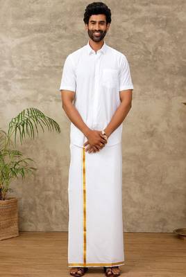 white plain cotton dhoti casual wear men 3