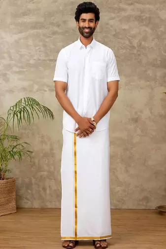 White plain cotton dhoti casual
