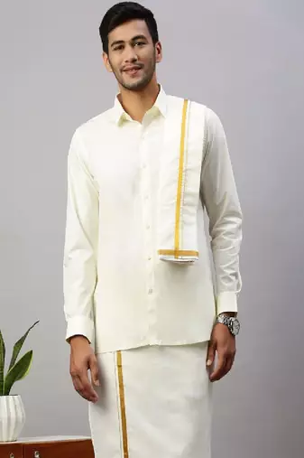 Cream cotton dhoti