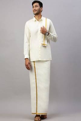 cream cotton mens dhoti 3