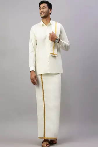 Cream cotton dhoti