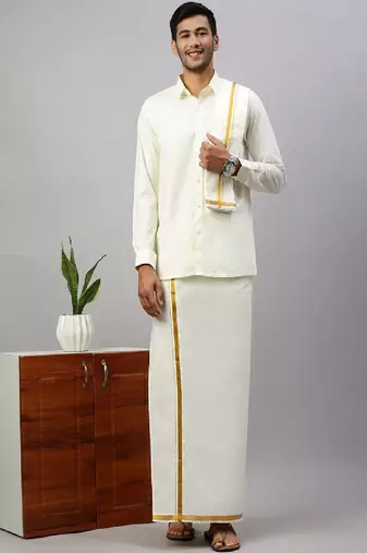 Cream cotton dhoti