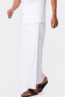 white cotton dhoti with traditional border style 1