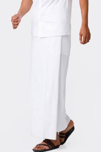 White plain cotton dhoti