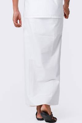 white cotton dhoti with traditional border style 2
