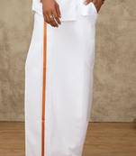 White plain blended cotton regular fit dhoti