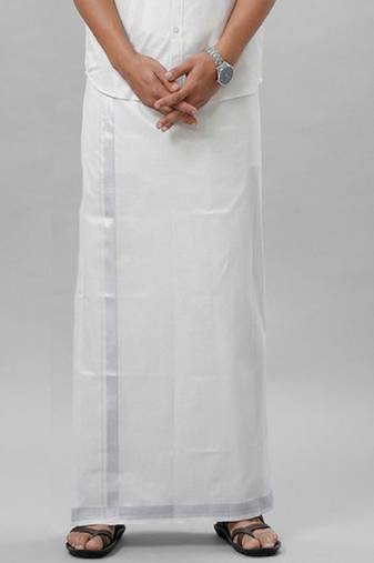 white minimal border ethnic wear cotton men's dhoti