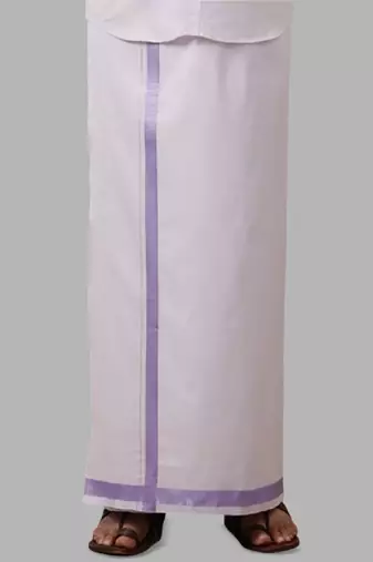 White zari cotton dhoti