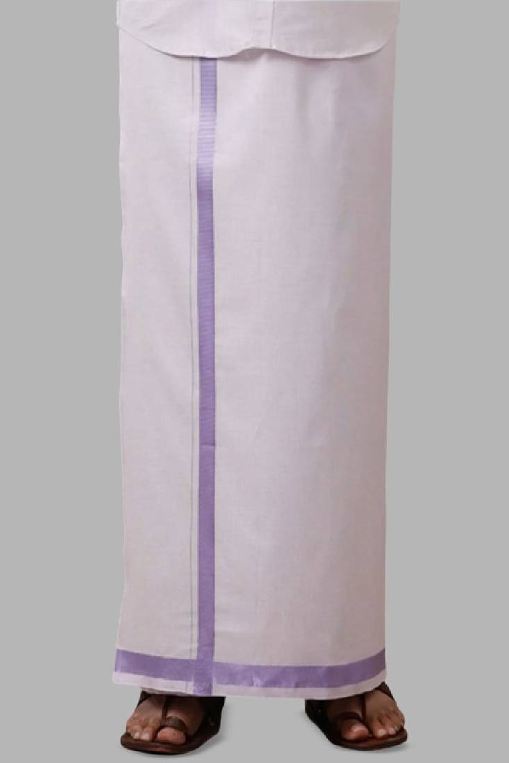 White zari cotton dhoti