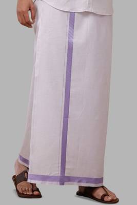 white cotton men's dhoti with traditional zari 2