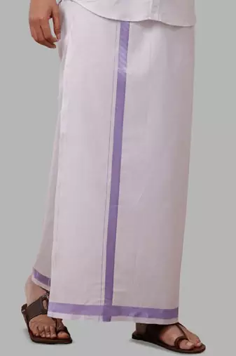 White zari cotton dhoti