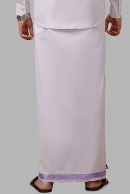 white cotton men's dhoti with traditional zari 3