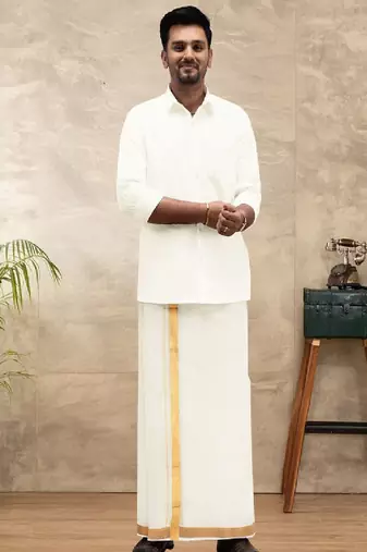 Cream dhoti plain cotton
