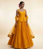 Mustard Yellow Dupion Silk Lehenga Set