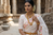 White embroidered chiffon saree set