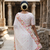 White embroidered chiffon saree set